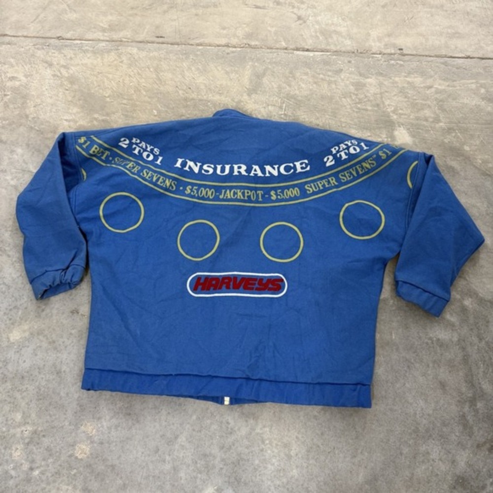 vintage Harveys‎ Blue Casino Insurance Jacket Super Sevens Jackpot